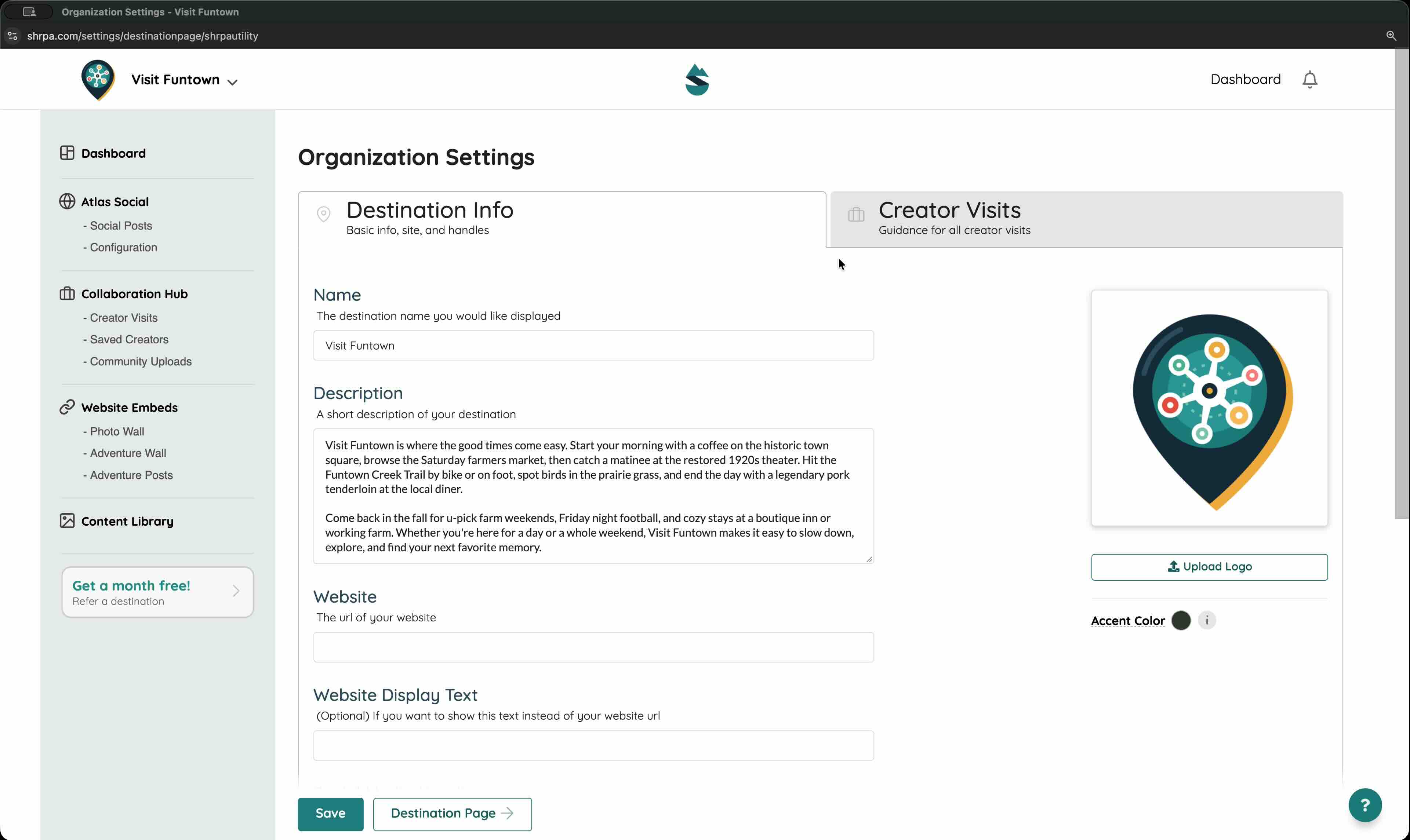 Account and creator settings