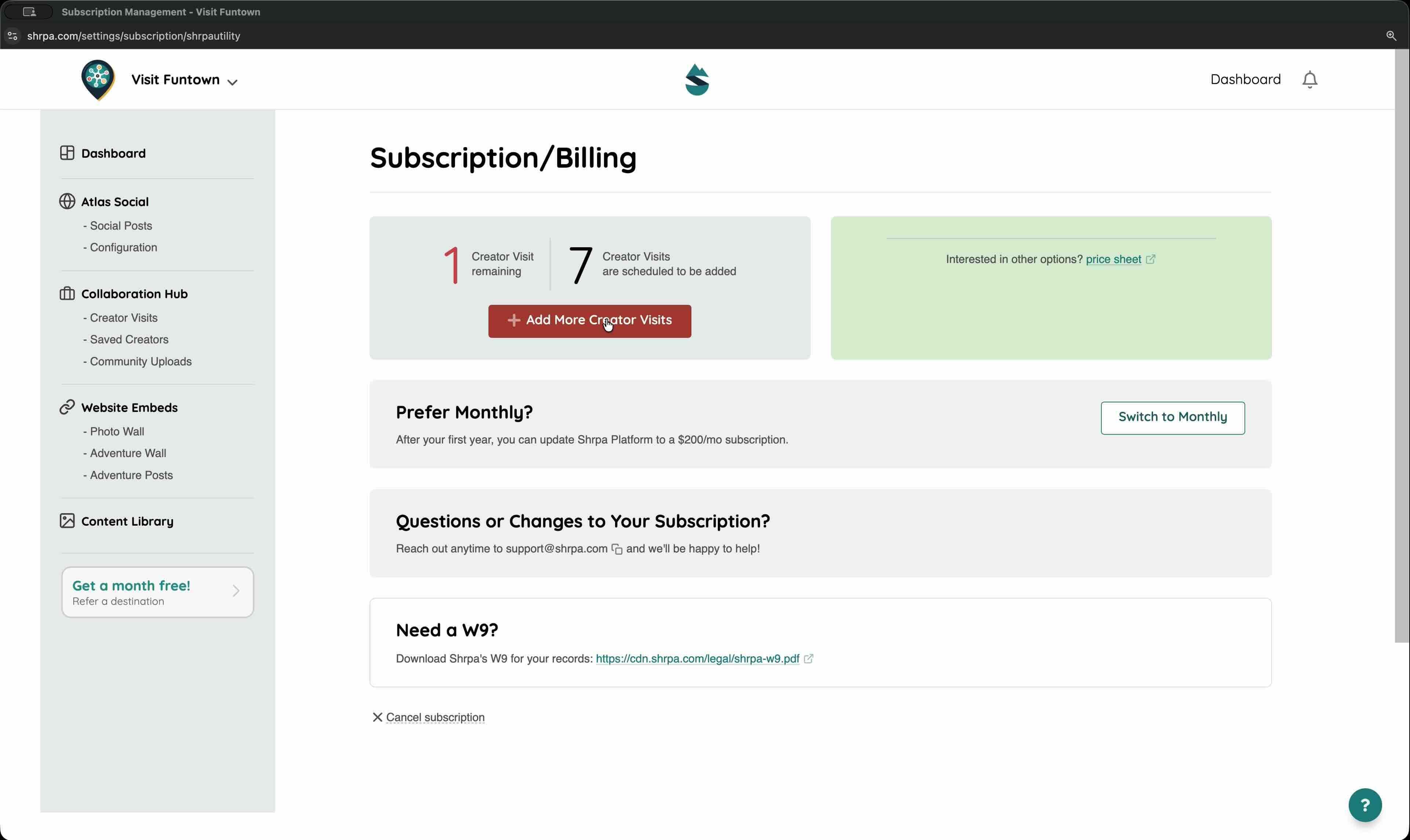 Managing your subscription and billing